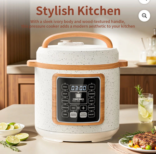 TINANA 6 Quart Electric Pressure Cooker, 9-in-1 Stainless Steel Multi Cooker Pot, Rice Cooker, Slow Cooker, Food Pressure Cooker with Safety Lock, Auto Release, Delay Timer, Intelligent Presets/ new in box