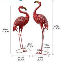 32-36 Inch Yard Flamingos Garden Statues, Metal Flamingo Outdoor Decor, Vibrant Flamingo Statues for Lawn, Backyard, Porch, Patio, Set of 2- one has small shipping damage - see pics