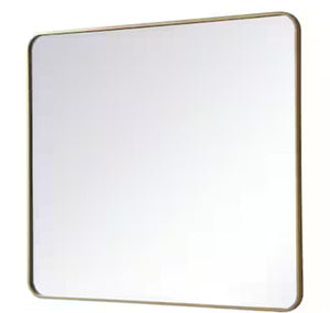 Timeless Home 40 in. H x 36 in. W Brass Modern Soft Corner Rectangular Wall Mirror! (NEW IN BOX)