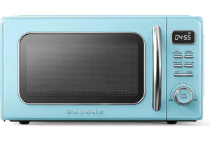 Galanz GLCMKZ11BER10 Retro Countertop Microwave Oven with Auto Cook & Reheat, Defrost, Quick Start Functions, Easy Clean with Glass Turntable, Pull Handle, 1.1 cu ft, Blue**Used once, Very clean**