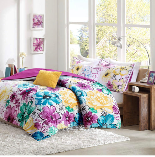 Intelligent Design Comforter Set Vibrant Floral Design, Teen Bedding for Girls Bedroom, Mathcing Sham, Decorative Pillow, Full/Queen, Olivia, Blue (new in the box)