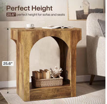 Andrea 23.6 in. Rustic Brown Rectangle Wood End Table with Storage Space for Living Room, Nightstand for Bedroom!! WE DO NOT SHIP!!