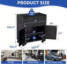 Black 34.3 in. Rolling Metal Tool Cabinet Heavy Duty Garage Storage Lockable Doors 3 Drawers Mobile Workbench Organizer - WE DO NOT SHIP!!