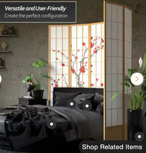 7 ft tall cherry blossom shoji screen- new - minor shipping nicks and scratches possible