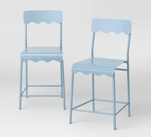Set of 2 24" Wavy Metal Counter Height Barstool with Footrest Blue - Room Essentials - WE DO NOT SHIP!!