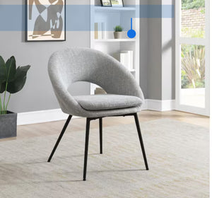 Millie Accent Side Chair in Grey Fabric and Black Legs- new