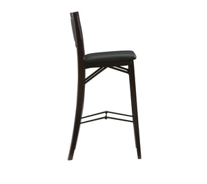 Linon Triena 30" Folding Padded Back Bar Stool, Espresso with Dark Brown Faux Leather, set of 2**New in box**