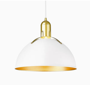 AUTELO Modern Pendant Lighting for Kitchen Island, 1-Light Adjustable Pendant Lights in Matte White and Gold Metal Finish, Vintage 14" Large Hanging Light Fixture, H3868 WH**New in box**