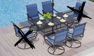 Black 5-Piece Metal Patio Outdoor Dining Set with Rectangle Table, Padded Textilene Swivel Chairs! (BRAND NEW IN 3 BOX’S! - 5PC SET ONLY - 4CHAIRS - 1TABLE)
