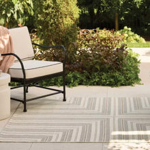5'x7' Pieced Striped Outdoor Patio Woven Area Rug Tan - Threshold! (NEW)