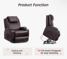 Deonn 34 Wide Power Lift Recliner Chair PU Leather with Massage Ergonomic