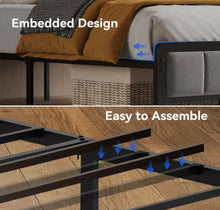 Gray Queen Bed Frame with Upholstered Headboard and Led Lights, Platform Bed No Box Spring Needed! (NEW IN BOX)