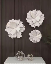 Set of 3 Eclectic 13, 17, and 19 inch white flower wall decors- new!