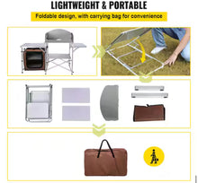 Outdoor 2-Tier Kitchen with Zippered Bag, Portable Folding Cook Table for BBQ, Party and Camping, Brown! (NEW IN BOX)