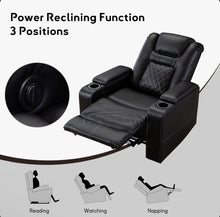 Ebern 36.22" Wide Contemporary Faux Leather Power Recliner Home Theater Individual Seat with Dual Cup Holders & Arm Storage & USB