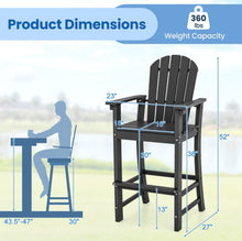 Tangkula 2PCS Outdoor HDPE Bar Stool Tall Adirondack Chair with Armrests and Footrest 30 Inches Counter Height Bar Stool!! NEW IN BOXES(2 BOXES)!!