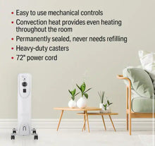 Visionair 600/900/1500-Watts White Electric Oil-Filled Heater Space Heater with Overheat Protection and Safety Tip-Over Switch!! NEW IN BOX!!