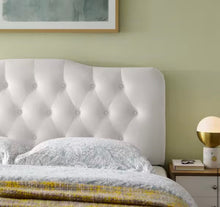 Annabel White Twin Diamond Tufted Performance Velvet Headboard! (NEW IN BOX)