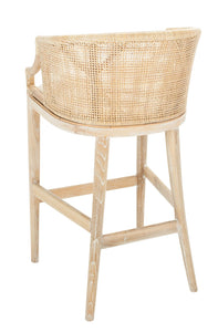 SAFAVIEH Brando Round Rattan Back Seat Bar Stool, Natural White Wash!! BRAND NEW!!