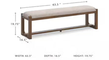 Cabalynn Casual Beige / Light Brown Polyester 64 in. Trestle Base Bench without Back Seats 3! (NEW & ASSEMBLED)
