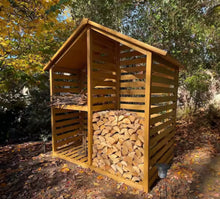 YardCove 29.76 in. Outdoor Firewood Storage Rack with Asphalt Roof and 2-Tier Shelves! (NEW & ASSEMBLED)