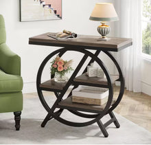 Kerlin 26 in. Gray Rectangle Engineered Wood End Table with Geometric Metal Frame Industrial Nightstand Bedside Table!! NEW IN BOX!!