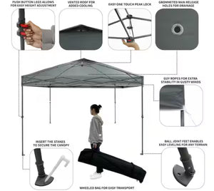 Everbilt 10 ft. x 10 ft. Grey Instant Canopy Pop Up Tent!! LIGHTLY USED, VERY CLEAN!!