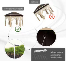 Outsunny 13 ft. x 13 ft. Pop Up Gazebo, Hexagonal Canopy Shelter with 6 Zippered Mesh Netting, Beige! (NEW IN BOX)!