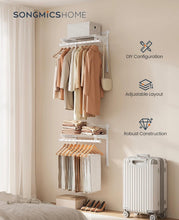 SONGMICS HOME Closet System, Closet Insert Organizer, 2 ft, Adjustable Metal Shelving Unit with 2 Hanging Rods, 2 Shelves, and Hooks, for Pantry Mudroom Garage Basement, Cloud White URGR030W01– NEW