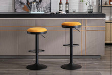 Shunzhi Round Swivel Counter Height Bar Stools Set of 2 Modern Adjustable Barstools Backless Corduroy Bar Chairs Base/Footrest for Kitchen Island/Pub/Bar, Yellow! (NEW)