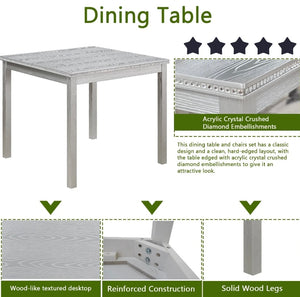 Square Solid Wood Dining Room Table, Gray!! NEW IN BOX!!