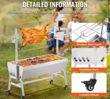 Upgrade Rotisserie Grill, BBQ Whole Pig Lamb Goat Charcoal Spit Grill, 35in. 90Lbs. Capacity, Electric 42W Motor Roaster! (NEW IN BOX)