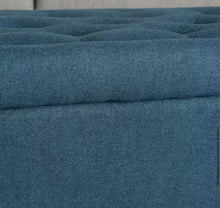 Noble House Chantelle Tufted Navy Blue Fabric Storage Ottoman! (NEW IN BOX)