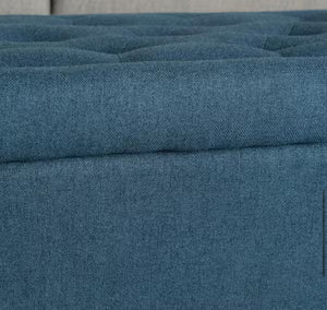 Noble House Chantelle Tufted Navy Blue Fabric Storage Ottoman! (NEW IN BOX)