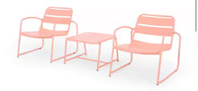 Cowan Matte Coral 3-Piece Metal Outdoor Patio Conversation Seating Set! (NEW & ASSEMBLED - SCRATCHED)