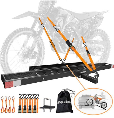 Mockins 500 lb Capacity Anti Tilt Motorcycle Hitch Carrier Set | 73