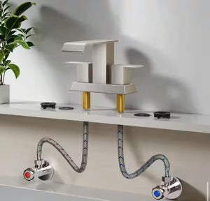 Androme 4 in. Centerset Double Handle Low Arc Bathroom Faucet with Pop-up Drain Included in Brushed Nickel!! NEW IN BOX!!