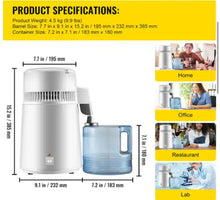Skyhalo Pure Water Distiller 750W Fully Upgraded with Handle 1.1 Gal. /4L BPA Free Container Perfect for Home Use White! (NEW IN BOX)