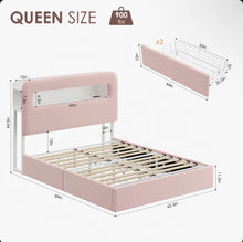 Wrought Studios Upholstered Bed Frame, Storage Bed with LED and Charging Station, Queen - WE DO NOT SHIP!!