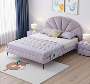 Purple Frame Full Size of Luxury Velvet Platform Bed with Seashell-Shaped Headboard! (NEW IN BOX)