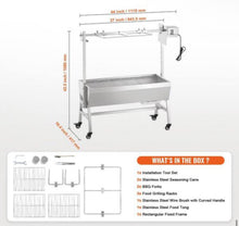 Upgrade Rotisserie Grill, BBQ Whole Pig Lamb Goat Charcoal Spit Grill, 35in. 90Lbs. Capacity, Electric 42W Motor Roaster! (NEW IN BOX)
