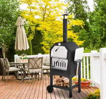 Karl Home 25.98 in. Wood Fired Outdoor Pizza Oven in Black! (NEW IN BOX)