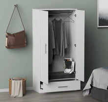 White 2-Door Wardrobe Armoire with 1-Drawers and Hanging Rod 66.9 in. H x 31.5 in. W x 18.9 in. D- new in box