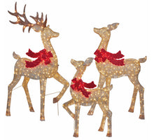Lighted LED Deer Family with Red Bow, Set of 3! (NEW IN THE BOX)