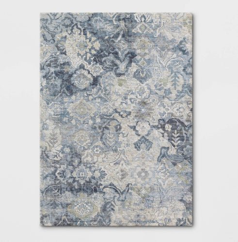 Threshold 5’ x 7’ Judson Distressed Floral Printed Area Rug, Blue!! BRAND NEW!!