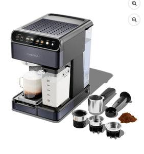 Chefman 20-Bar, 2-Cup Black Stainless Espresso Machine- new in box