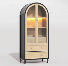 Bestseller73" Tall Arched Storage Cabinet - Modern Farmhouse Bookcase with 3 Large Drawers, Display Cabinet! (NEW IN BOX)