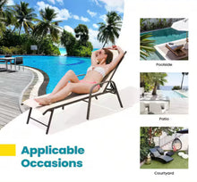 Pellebant Champagne 2-Piece Aluminum Adjustable Outdoor Patio Chaise Lounge in New Beige with Armrest! (NEW IN BOX)