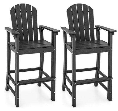Tangkula 2PCS Outdoor HDPE Bar Stool Tall Adirondack Chair with Armrests and Footrest 30 Inches Counter Height Bar Stool!! NEW IN BOXES(2 BOXES)!!