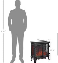 25 in. Electric Fireplace Wood Stove, Freestanding Fireplace Heater with Realistic Flames, Adjustable Brightness! (BRAND NEW)